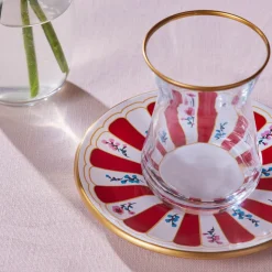 Karaca Bursa Türkisches Teeglas, 12-teilig, Rot