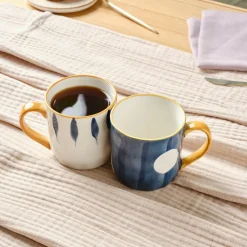 Karaca Canarie 2-teiliges Steinzeug-Becher-Set, 350ml, Mehrfarbig