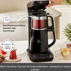 Karaca Caysever Robotea Pro 4 in 1 sprechender automatischer Teekocher Wasserkocher und Filterkaffeemaschine 2500W Chrome