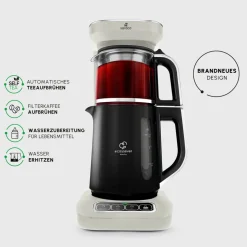 Karaca Caysever Robotea Pro 4 in 1 sprechender automatischer Teekocher Wasserkocher und Filterkaffeemaschine, Starlight, 2500W