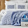 Karaca Celerina Bettwäsche-Set aus 100 % türkischer Baumwolle, Doppelbett, Blau
