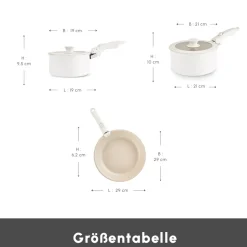 Karaca Comfort 6-teiliges Keramik-Kochgeschirrset mit abnehmbaren Griffen