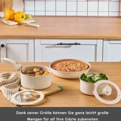 Karaca Comfort 6-teiliges Keramik-Kochgeschirrset mit abnehmbaren Griffen