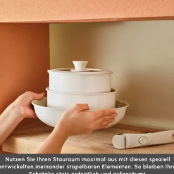 Karaca Comfort 6-teiliges Keramik-Kochgeschirrset mit abnehmbaren Griffen