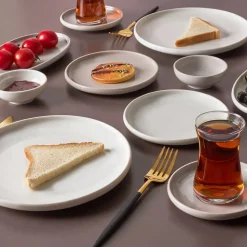 Karaca Cordelia für 6 Personen Frühstücksset und Servierschalen, 26 Teilig, Grau