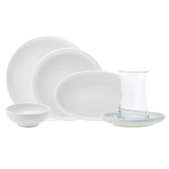 Karaca Cordelia für 6 Personen Frühstücksset und Servierschalen, 26 Teilig, Weiß