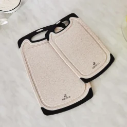 Karaca Daily Creme 2er-Set Schneidebrett in Granitoptik