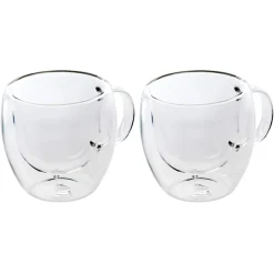 Karaca Double Wall Borosilikat Glas Tassenset für 2 Personen 150 ml with Handle