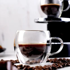 Karaca Double Wall Borosilikat Glas Tassenset für 2 Personen 150 ml with Handle