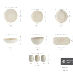 Karaca Earth Collection Aria 55-teiliges Tafelservice für 12 Personen Beige