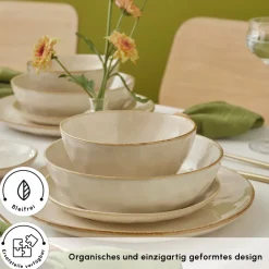 Karaca Earth Collection Aria 55-teiliges Tafelservice für 12 Personen Beige