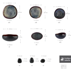 Karaca Earth Collection Galactic 55-teiliges Tafelservice für 12 Personen – Schwarz