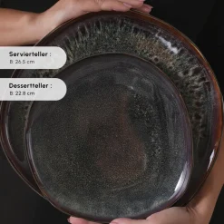 Karaca Earth Collection Galactic 55-teiliges Tafelservice für 12 Personen – Schwarz