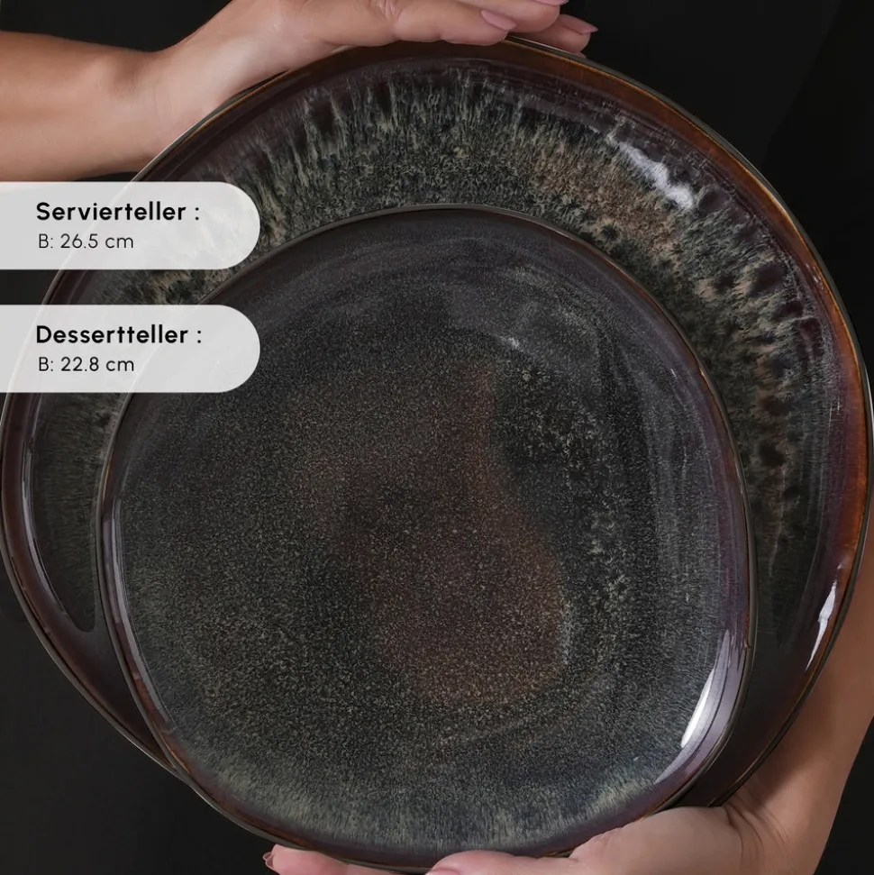 Karaca Earth Collection Galactic 55-teiliges Tafelservice für 12 Personen – Schwarz