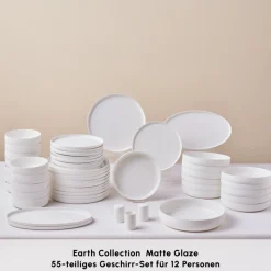 Karaca Earth Collection Matte Glaze 55-teiliges 12-Personen Geschirrset
