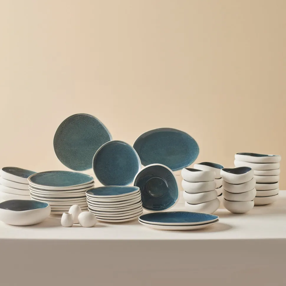 Karaca Earth Collection New Galactic Oscar Reactive Glaze 55-teiliges Tafelset für 12 Personen, Multi