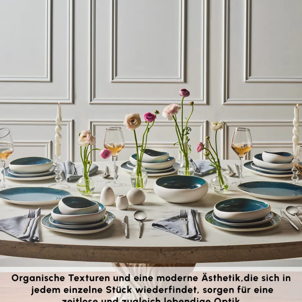 Karaca Earth Collection New Galactic Oscar Reactive Glaze 55-teiliges Tafelset für 12 Personen, Multi