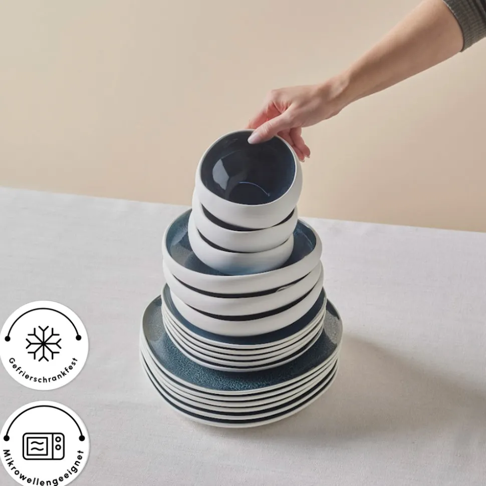 Karaca Earth Collection New Galactic Oscar Reactive Glaze 55-teiliges Tafelset für 12 Personen, Multi