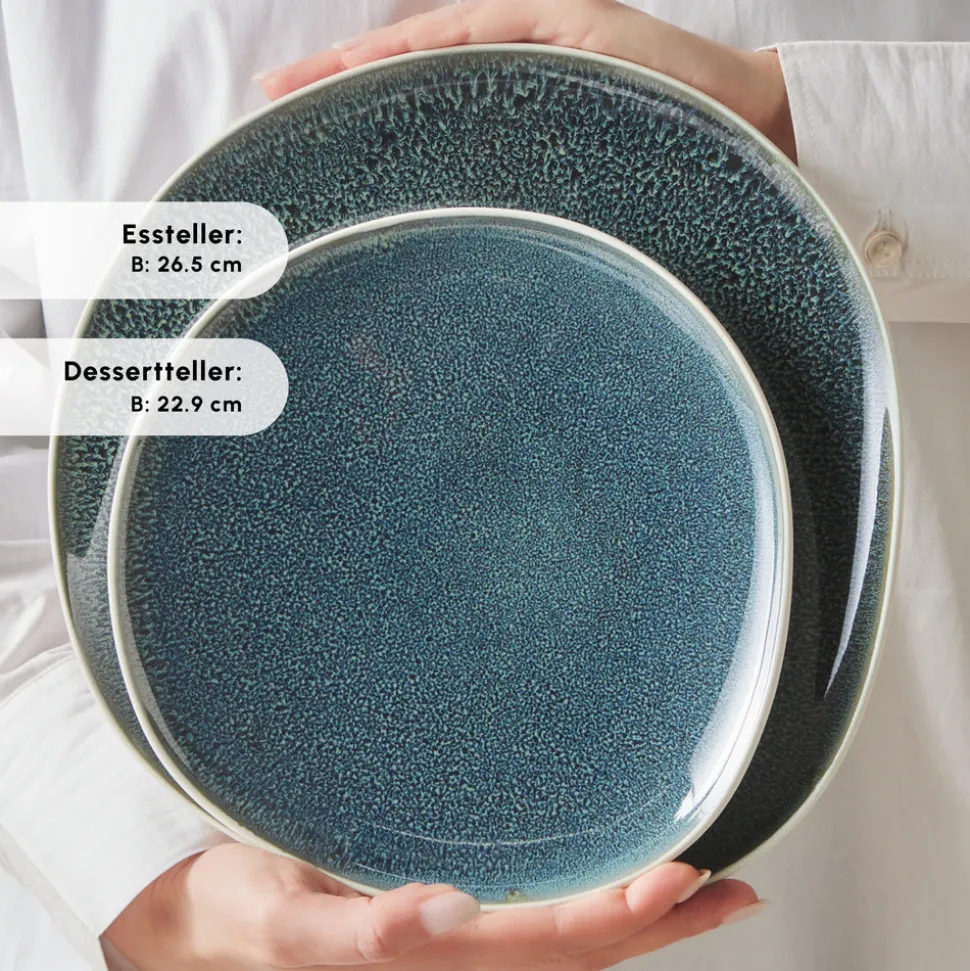 Karaca Earth Collection New Galactic Oscar Reactive Glaze 55-teiliges Tafelset für 12 Personen, Multi