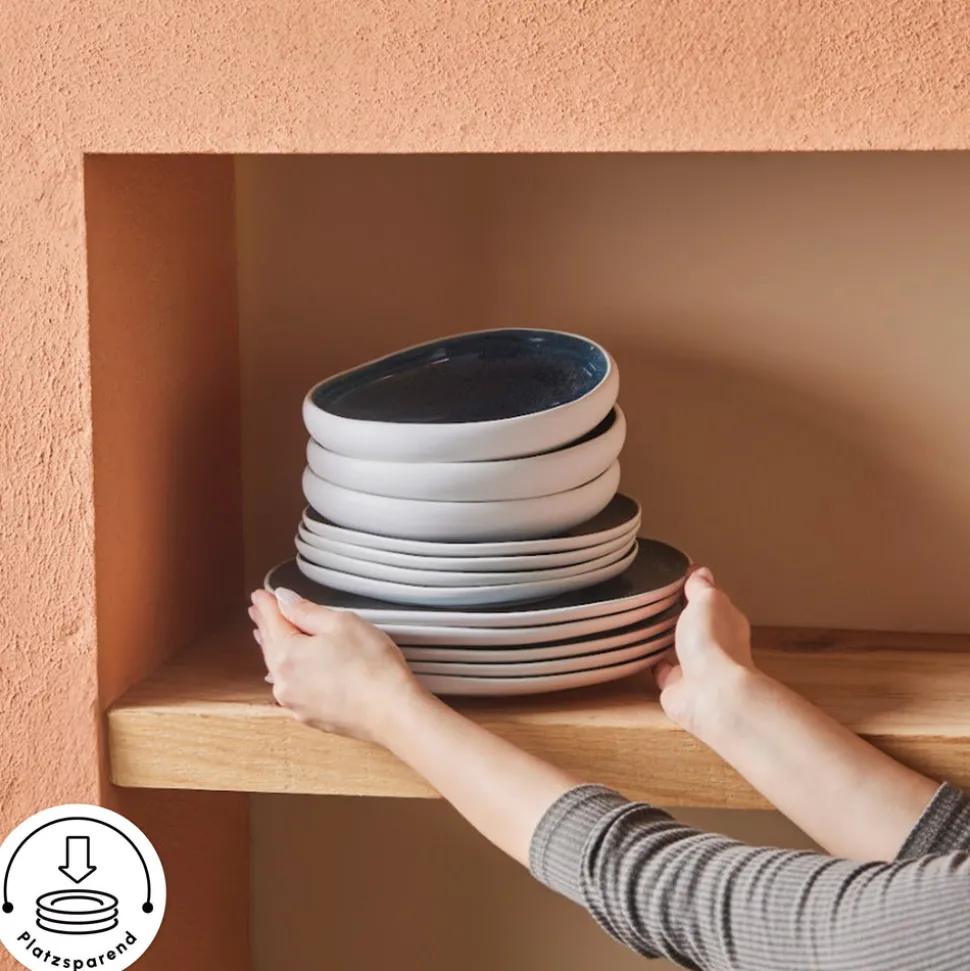 Karaca Earth Collection New Galactic Oscar Reactive Glaze 55-teiliges Tafelset für 12 Personen, Multi