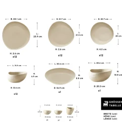 Karaca Earth Collection Rise 55-teiliges Tafelservice für 12 Personen, Cream