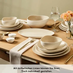 Karaca Earth Collection Rise 55-teiliges Tafelservice für 12 Personen, Cream