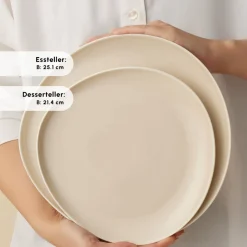 Karaca Earth Collection Rise 55-teiliges Tafelservice für 12 Personen, Cream