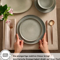 Karaca Earth Collection Skal 55-teiliges Tafelservice für 12 Personen