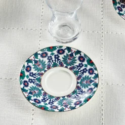 Karaca Edirne 12-teiliges Bone-China Türkisches Teeset für 6 Personen, 130 ml, Mehrfarbig