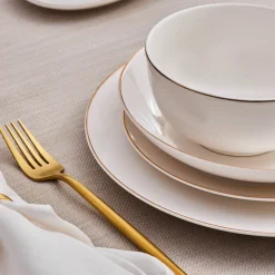 Karaca Elegance Bone Esbelto 53-teiliges Tafelservice für 12 Personen – Gold