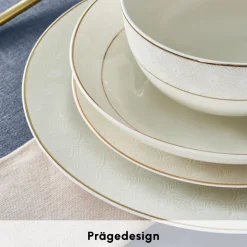 Karaca Elegance Bone Mandarin 53-teiliges Tafelservice für 12 Personen Gold