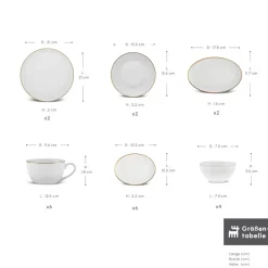 Karaca Elegance Bone Marcelo 26-Teiliges 6-Personen Frühstücksset Gold