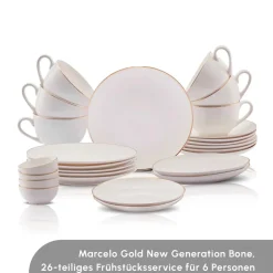 Karaca Elegance Bone Marcelo 26-Teiliges 6-Personen Frühstücksset Gold