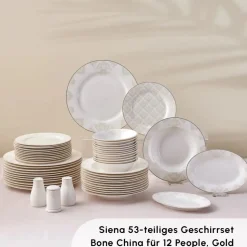 Karaca Elegance Bone Siena 53-Teiliges 12-Personen Geschirrsett Gold