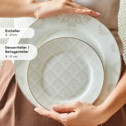 Karaca Elegance Bone Siena 53-Teiliges 12-Personen Geschirrsett Gold