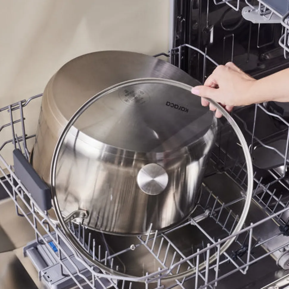 Karaca Elite Edelstahl-Induktions-Kochtopf mit Deckel, 34 cm, Silber