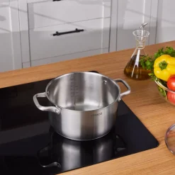 Karaca Elite Edelstahl-Induktions-Kochtopf mit Deckel, 22 cm, Silber