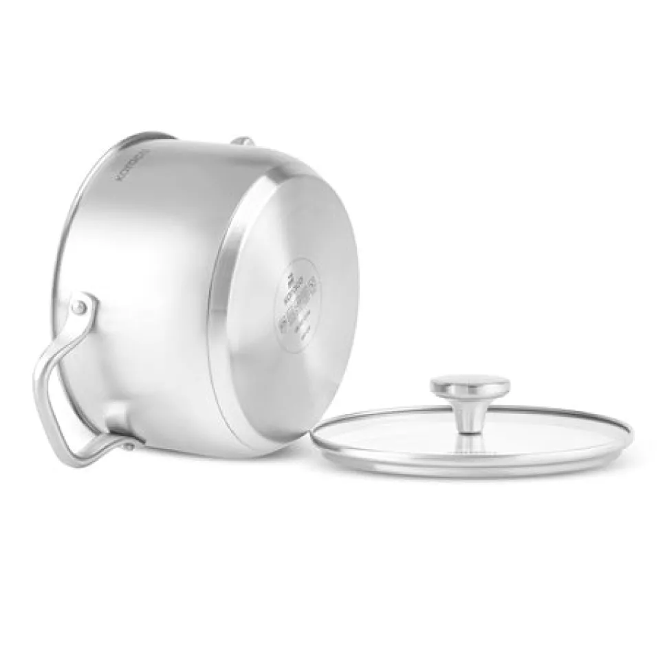 Karaca Elite Edelstahl-Induktions-Kochtopf mit Deckel, 22 cm, Silber