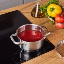 Karaca Elite Edelstahl-Induktions-Kochtopf mit Deckel, 16 cm, Silber