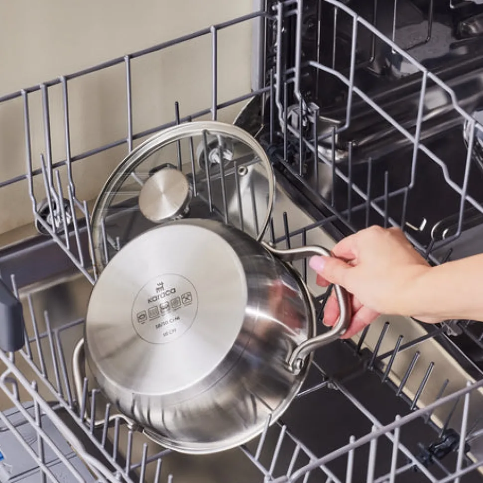 Karaca Elite Edelstahl-Induktions-Kochtopf mit Deckel, 18 cm, Silber