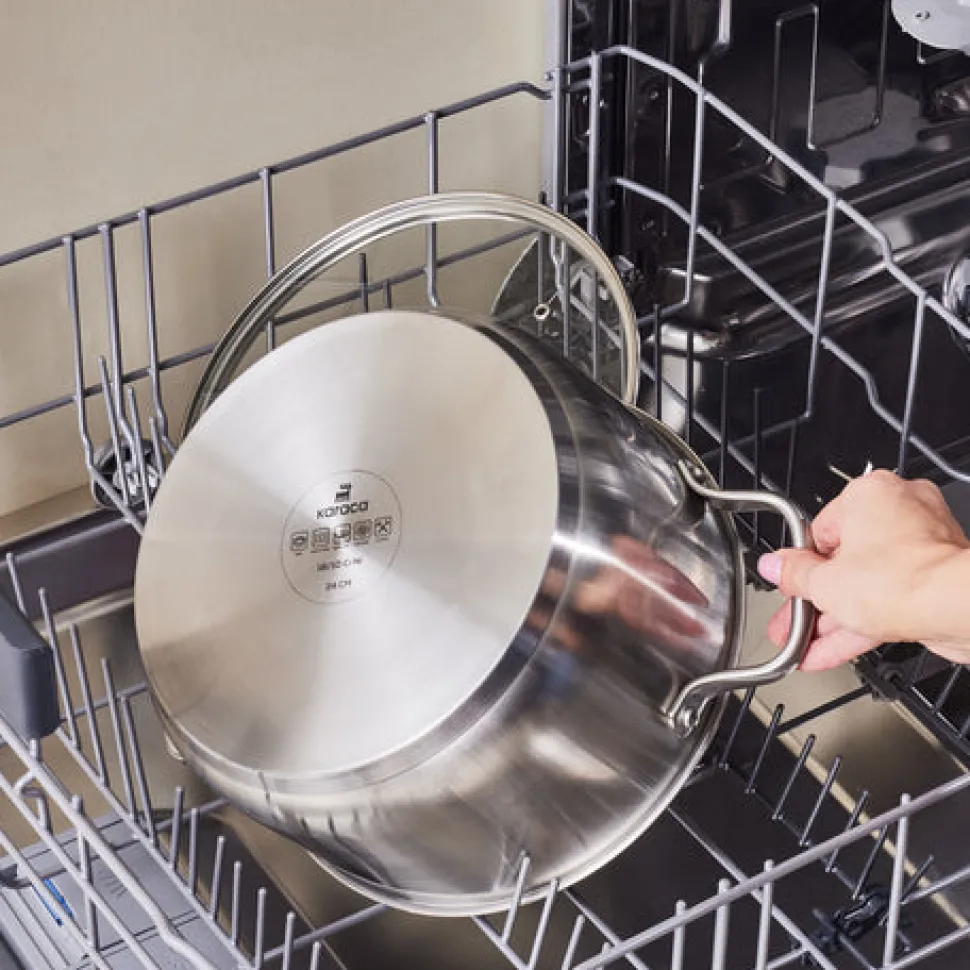 Karaca Elite Edelstahl-Induktions-Kochtopf mit Deckel, 24 cm, Silber