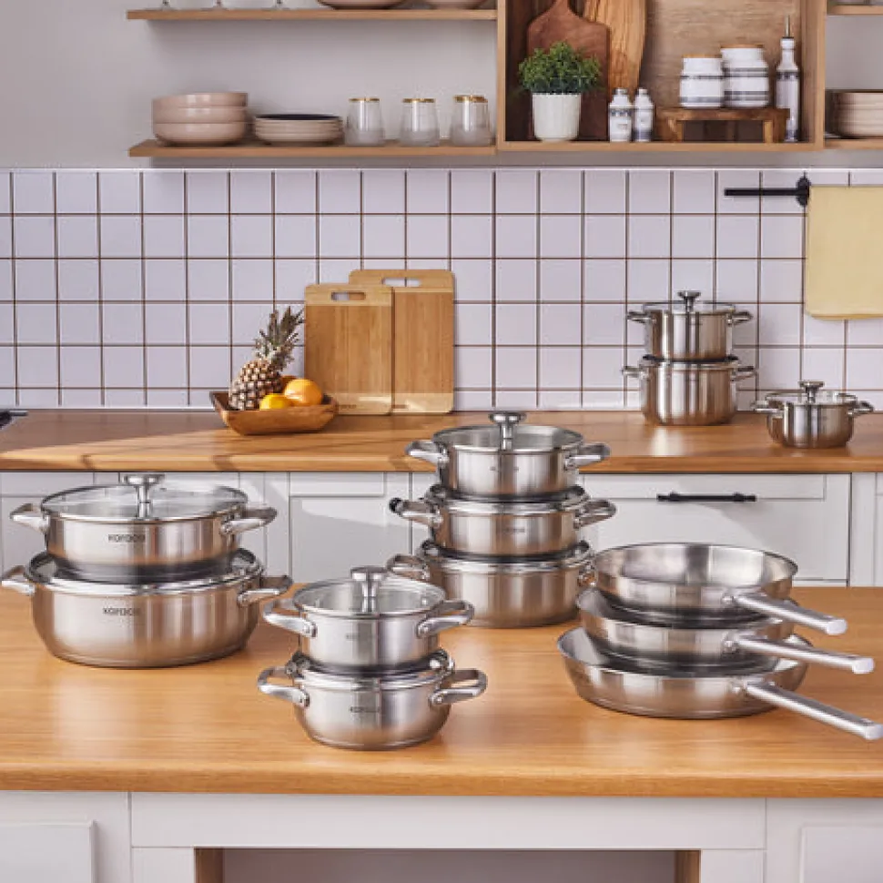 Karaca Elite Edelstahl-Induktions-Kochtopf mit Deckel, 30 cm, Silber