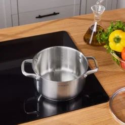 Karaca Elite Edelstahl-Induktions-Kochtopf mit Deckel, 20 cm, Silber