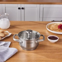 Karaca Elite Edelstahl-Induktions-Kochtopf mit Deckel, 14 cm, Silber