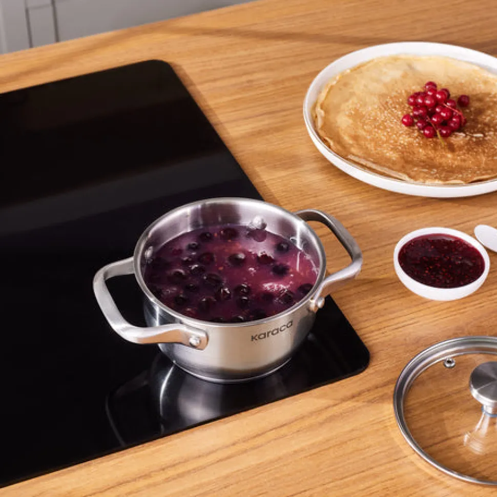 Karaca Elite Edelstahl-Induktions-Kochtopf mit Deckel, 14 cm, Silber