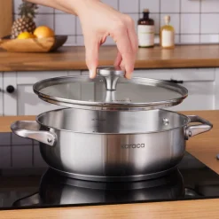 Karaca Elite Edelstahl-Kasserolle Flach 24 cm 3 L