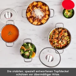 Karaca Emirgan XL 10-teiliges Kochtopfset für Induktion aus Stahl mit Aufbewahrungsdeckel