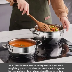 Karaca Emirgan XL 10-teiliges Kochtopfset für Induktion aus Stahl mit Aufbewahrungsdeckel