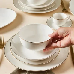 Karaca Epsilon New Generation Bone 12 Personen Geschirrset, Gold, 76 teilig