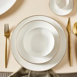 Karaca Epsilon New Generation Bone 12 Personen Geschirrset, Gold, 76 teilig